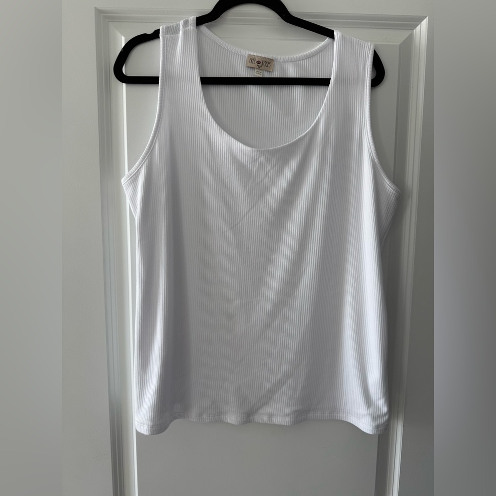 Free Kisses White Ribbed Tank Top
